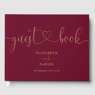 Livre D'or Mariage De Script Burgundy Et Gold