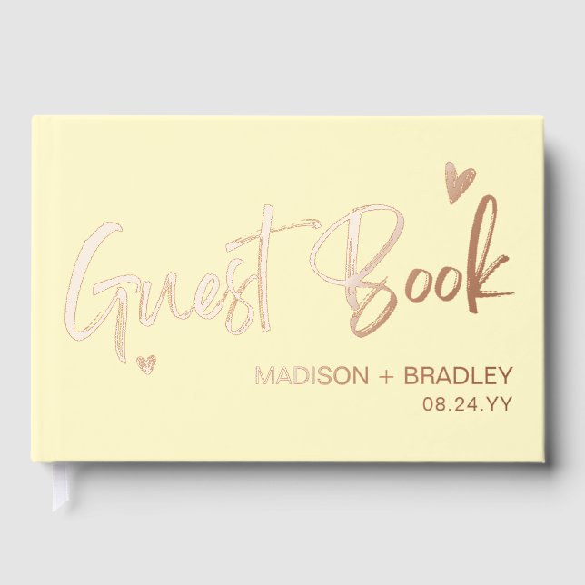 Livre D'or Mariage de script de calligraphie or Rose Real Foi (Recto)