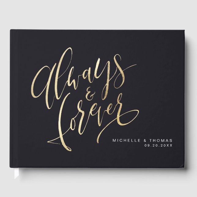 Livre D'or Mariage De Script Gold Et Black Toujours Et Foreve (Recto)