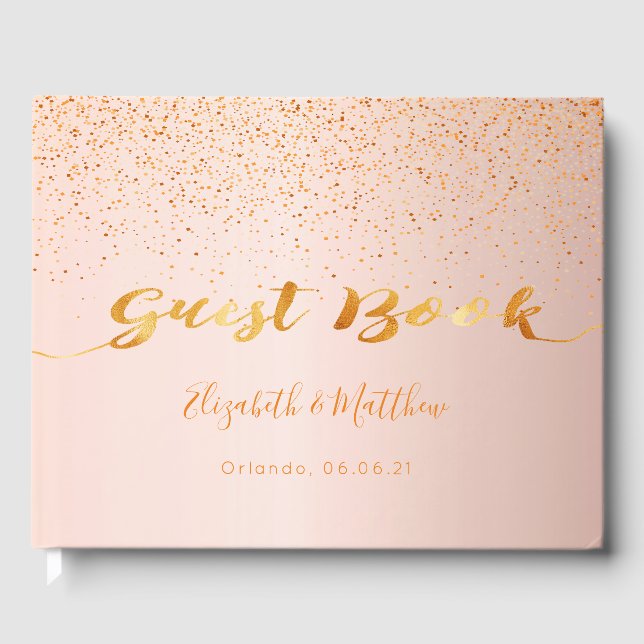 Livre D'or mariage de script rose d'or blush (Recto)