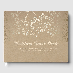 Livre D'or Mariage de style Kraft Floral Gold Baby