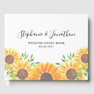 Livre D'or Mariage de tournesols aquarelle