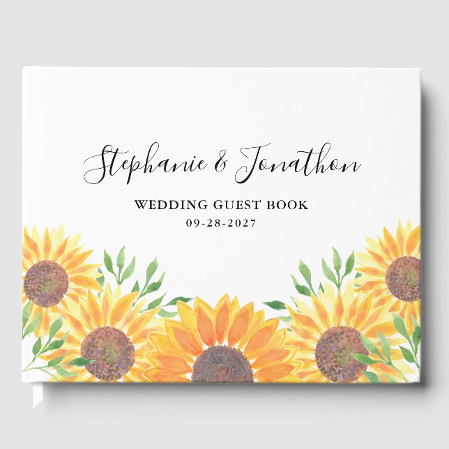Livre D'or Mariage de tournesols aquarelle (Recto)