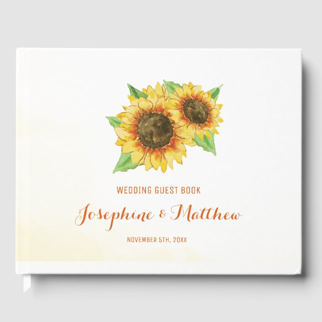 Livre D'or Mariage de tournesols aquarelle (Recto)