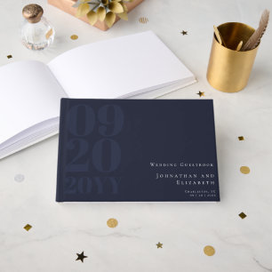 Livre D'or Mariage de type Gras minimaliste bleu marine