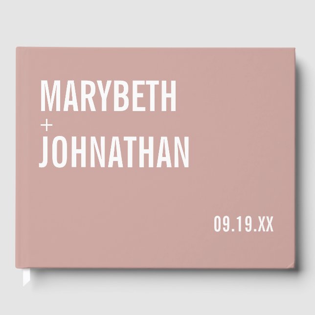 Livre D'or Mariage de typographie Rose Boho Dusty simple (Recto)