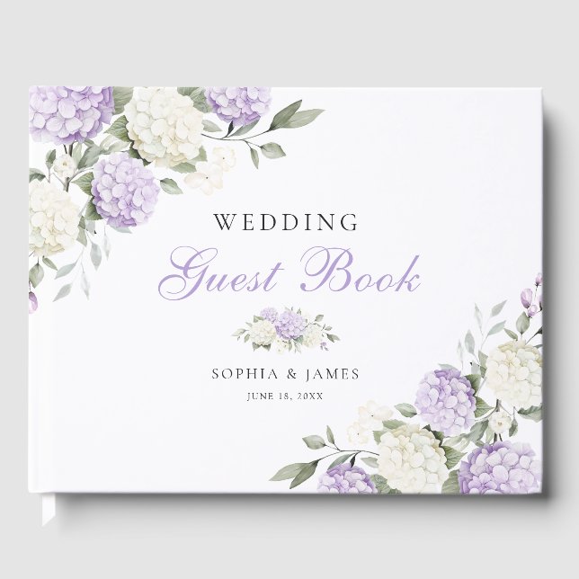 Livre D'or Mariage de verdure d'hydrangea violet floral (Recto)