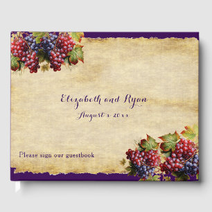 Livre D'or Mariage de vignoble sur papier rustique avec vigne
