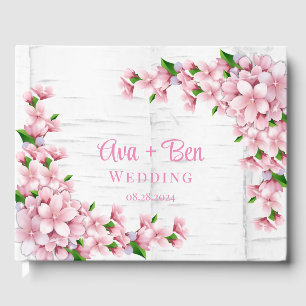 Livre D'or Mariage d'écorce cerise en fleurs