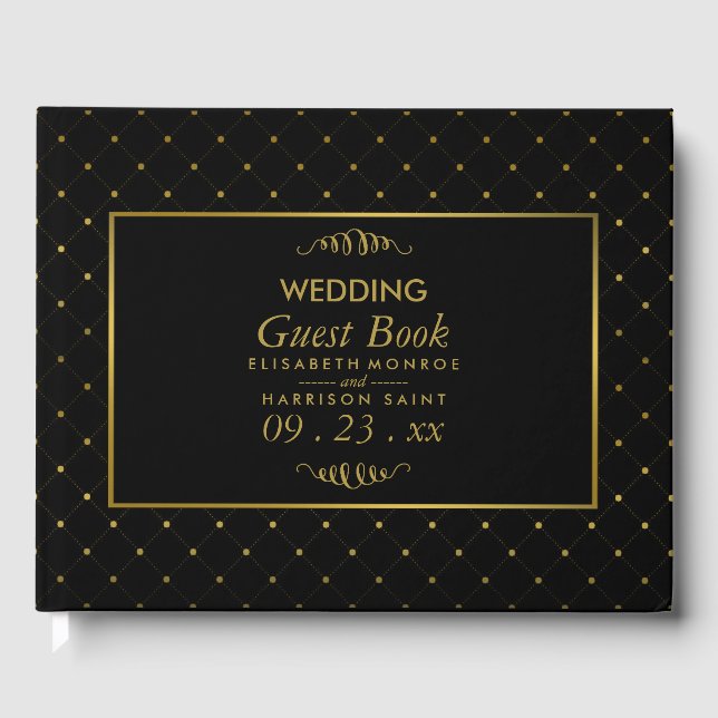 Livre D'or Mariage d'effet Black & Gold moderne (Recto)