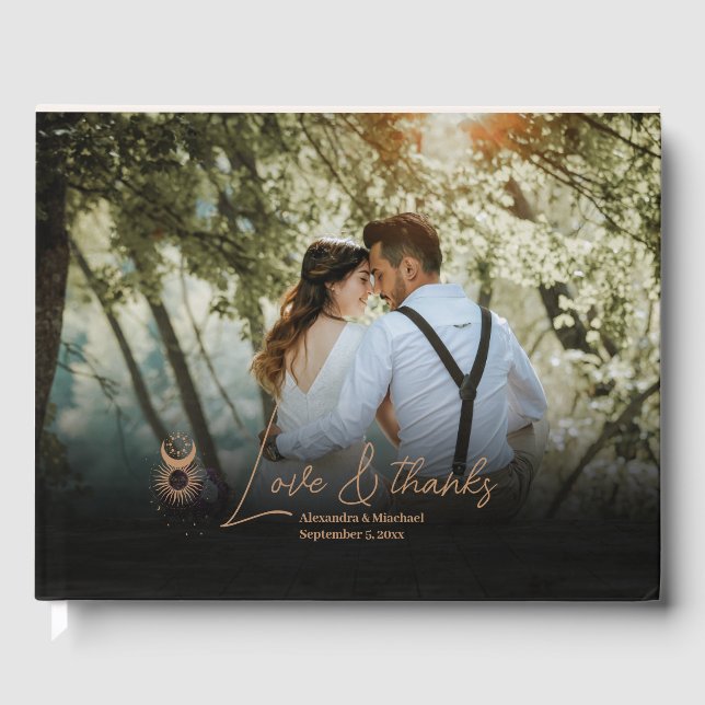 Livre D'or Mariage des étoiles célestes d'or mystique (Recto)