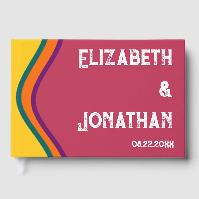 Livre D'or Mariage des vagues du sud-ouest rétro (Recto)