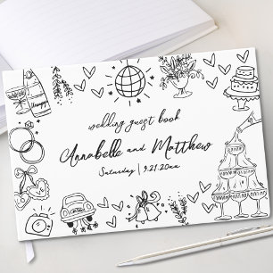 Livre D'or Mariage Dessiné à la Main Excentrique et Fantaisis