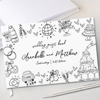 Livre D'or Mariage Dessiné à la Main Excentrique et Fantaisis