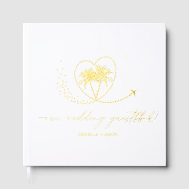 Livre D'or Mariage Destination Passport Palm Tree Merci (Recto)