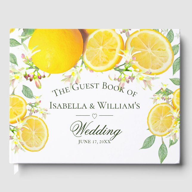 Livre D'or Mariage d'été moderne Lemon Boho (Recto)