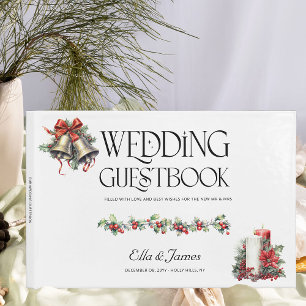 Livre D'or Mariage d'hiver Cloches de houx et bougies