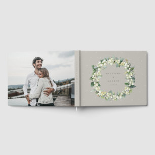 Livre D'or Mariage d'hiver Greige Snowberry+Eucalyptus Wreath