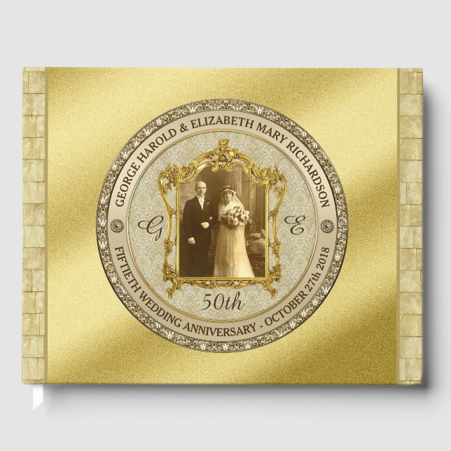 Livre D'or Mariage d'or Anniversaire classique cadre photo (Recto)