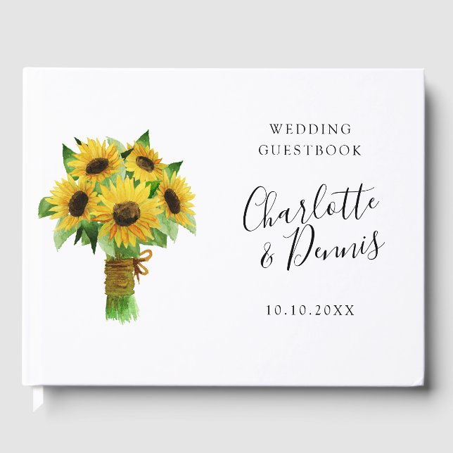 Livre D'or mariage du bouquet de tournesol à cordon d'eau (Recto)