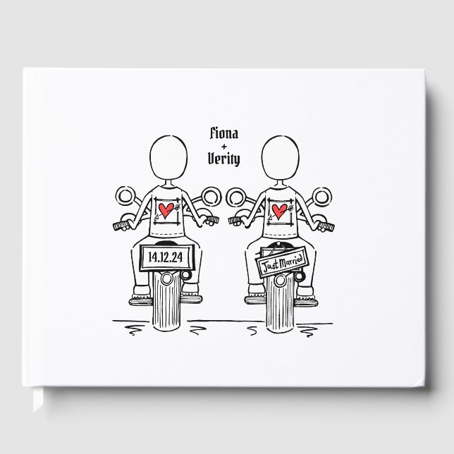 Livre D'or Mariage du soir de moto de deux mariées sur mesure (Recto)