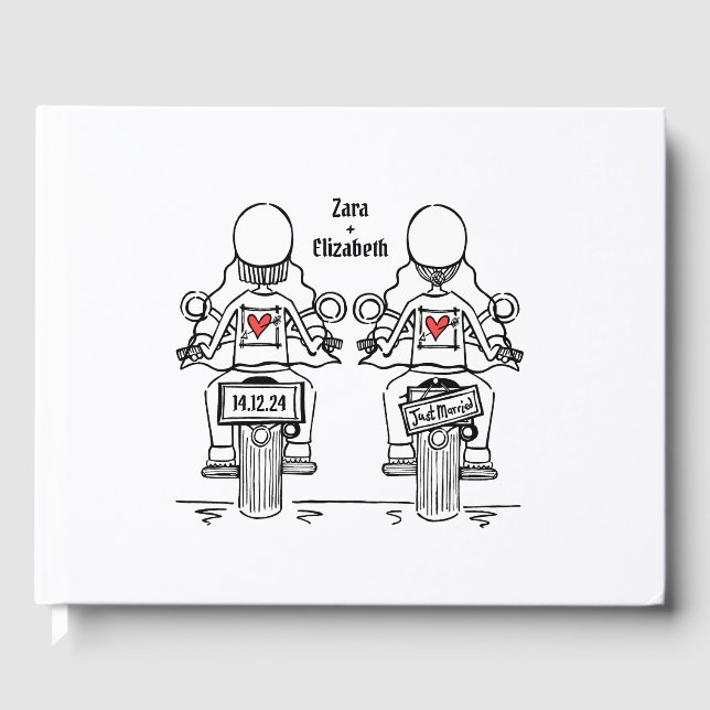 Livre D'or Mariage du soir de moto de deux mariées sur mesure (Recto)