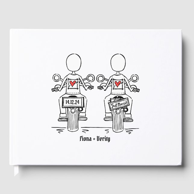 Livre D'or Mariage du soir de moto de deux mariées sur mesure (Recto)