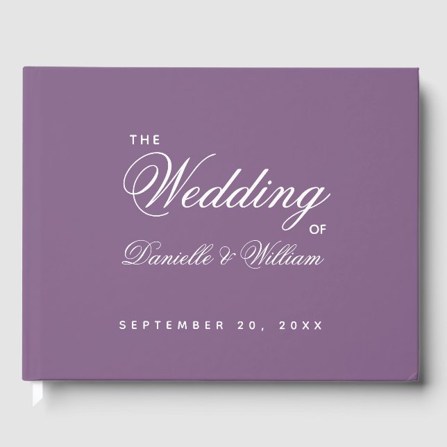 Livre D'or Mariage Dusty Purple Simple Calligraphie Script (Recto)