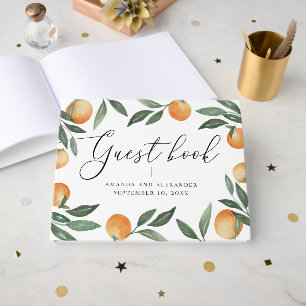 Livre D'or Mariage Élégant au Citron Aquarelle Orange d'Été