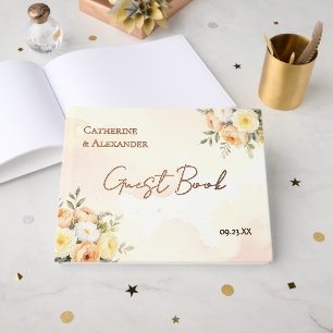 Livre D'or Mariage Élégant aux Roses Aquarelles Florales