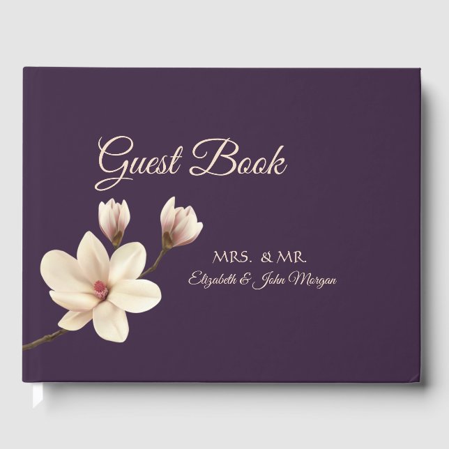 Livre D'or Mariage Élégant Chic Magnolia (Recto)