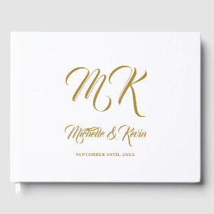 Livre D'or Mariage Elegant Classy Gold Script & White