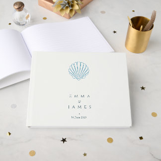 Livre D'or Mariage élégant coquillage bleu
