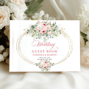 Livre D'or Mariage élégant dans le style boho avec fleurs ros