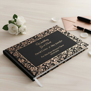 Livre D'or Mariage élégant de luxe floral rose or