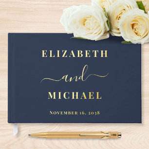 Livre D'or Mariage élégant écriture bleu marine