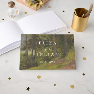 Livre D'or Mariage Élégant en Forêt Rustique