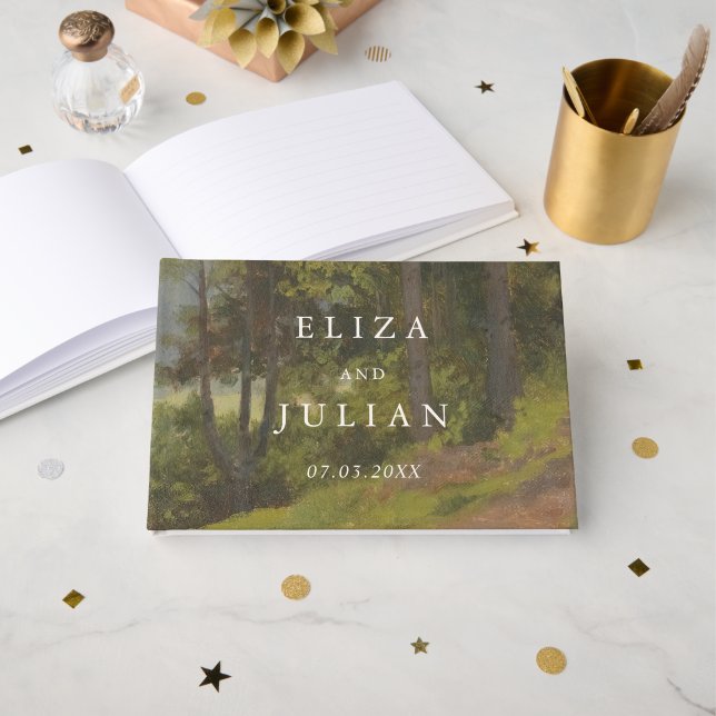 Livre D'or Mariage Élégant en Forêt Rustique (Recto ouvert)