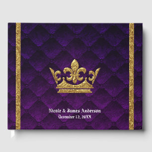 Livre D'or Mariage Élégant et Glamour Royal Pourpre et Or