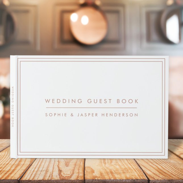 Livre D'or Mariage Elegant Faux Rose Gold et White Minimal (Créateur téléchargé)