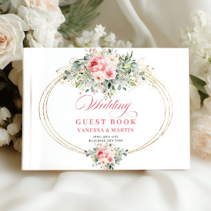 Livre D'or Mariage élégant floral rouge doré végétation class