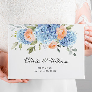 Livre D'or Mariage Élégant Hydrangea Bleu Eucalyptus