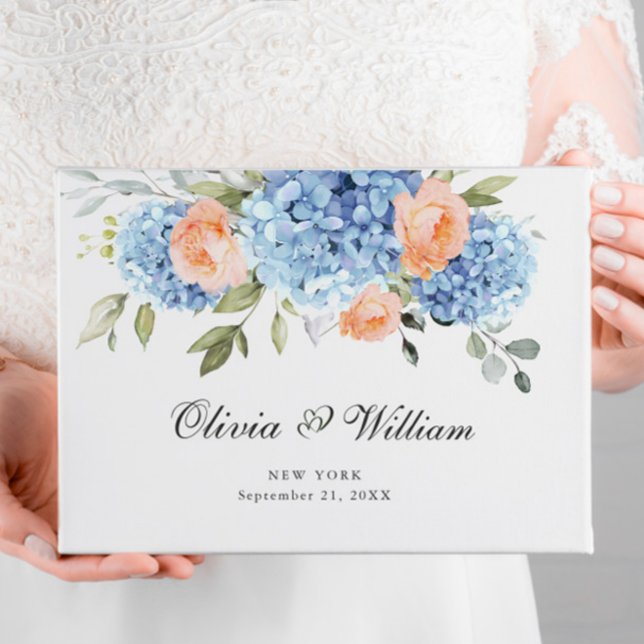 Livre D'or Mariage Élégant Hydrangea Bleu Eucalyptus (Créateur téléchargé)
