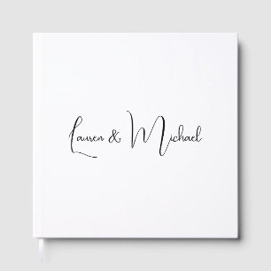 Livre D'or Mariage Élégant Minimaliste Calligraphie Noir Blan