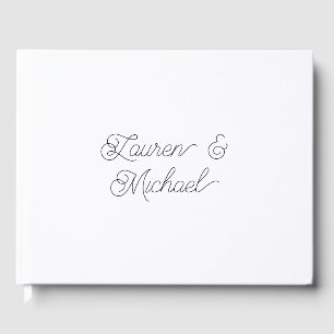 Livre D'or Mariage Élégant Minimaliste Calligraphie Noir Blan