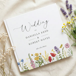 Livre D'or Mariage Élégant Minimaliste Fantaisiste aux Fleurs