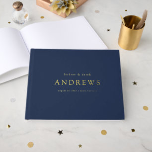 Livre D'or Mariage élégant moderne minimal bleu marine