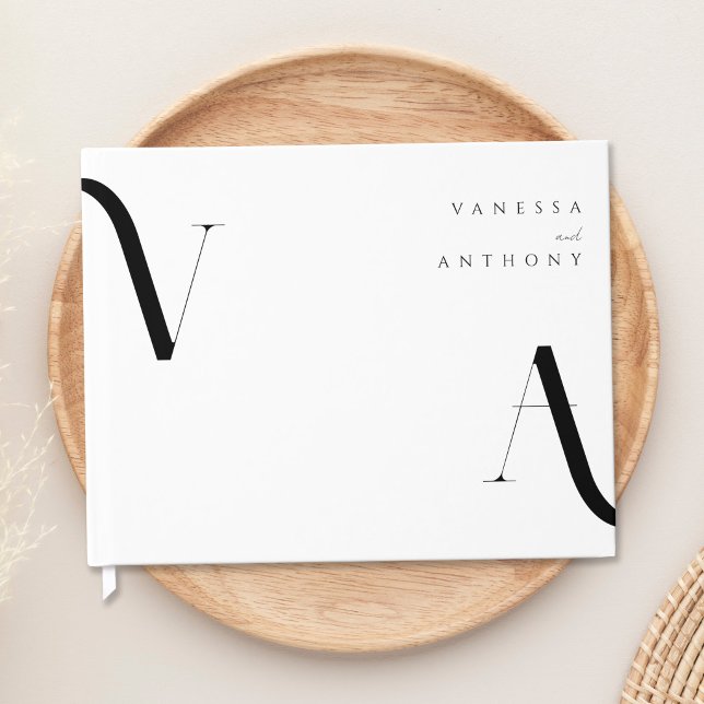 Livre D'or Mariage Élégant Moderne Minimaliste Noir et Blanc (Créateur téléchargé)