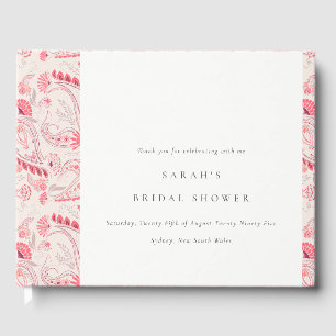 Livre D'or Mariage Élégant Moderne Typographie Paisley Rose