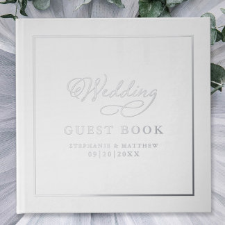 Livre D'or Mariage élégant Photo Silver Calligraphie Chic Rea
